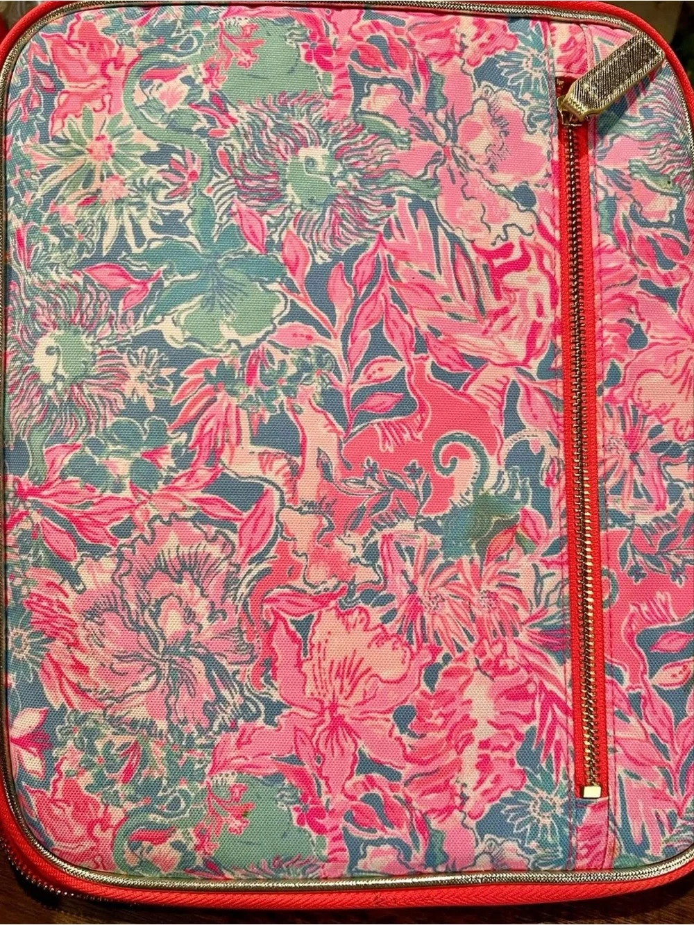 Floral Pink & Blue Travel Pouch - Designer-Inspired